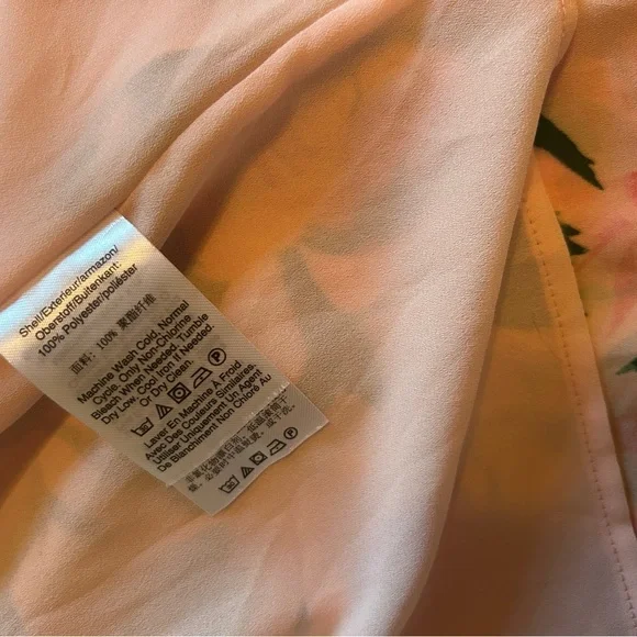 NWOT Dkny Floral-Print Tie-Neck Blouse - Picture 5 of 5